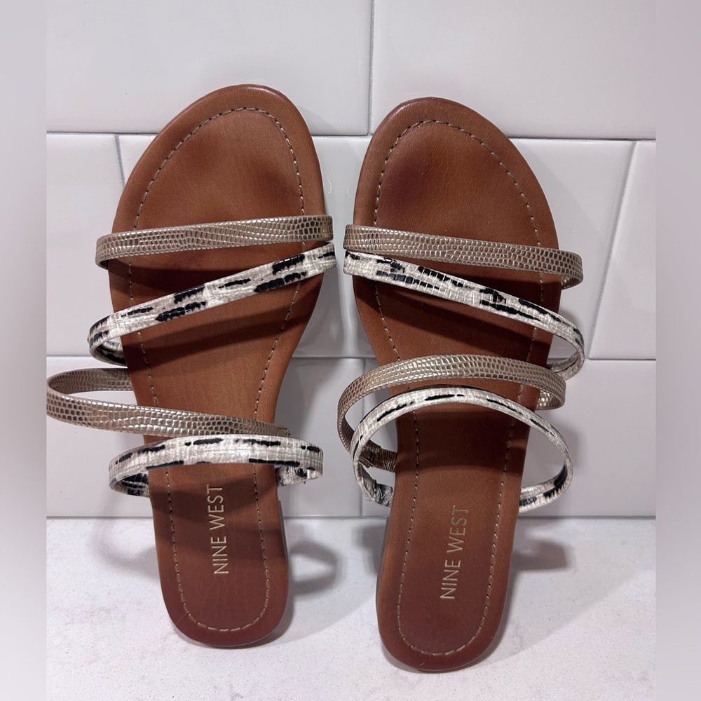 Nine West Gold and Snakeskin Sandals